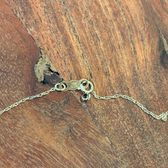 Vintage Natural Green Jade Pendant Necklace with 10K Gold Chain Abstract Organic - Picture 5 of 5